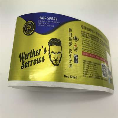 Wholesale low price custom waterproof brushed gold adhesive sticker label with logo printed